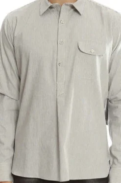 18 WaitsApache Pulley Pinstripe Shirt - Grey -Norse Projects Sales 18 Waits Apache Pulley Pinstripe 20220902193931