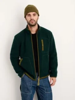 Alex MillItalian Wool Alta Sherpa Jacket - Dark Green