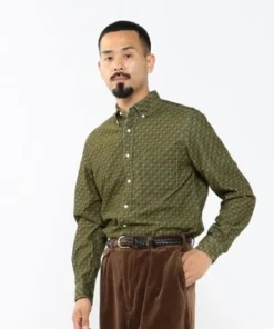 Beams PlusCorduroy Comon Print Button Down Shirt - Green -Norse Projects Sales BEAMS PLUS Corduroy Comon Print Button Down Shirt Green 20231016213137 2