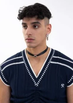 GMBHRIBBON CHOKER SILVER LIP Necklaces - BLACK