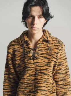 BODEWool Fleece Tie Up Pullover - Orange/Black