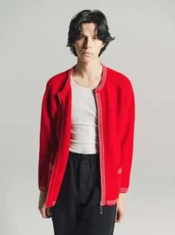 BODEWool Knit Shaker Stitch Cardigan - Red