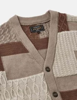 Beams PlusPatchwork Cardigan Jacquard - Brown -Norse Projects Sales Beams Plus Jacquard Patchwork Cardigan Brown 20230322221818 2