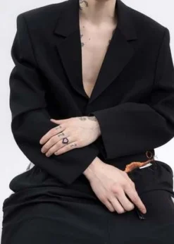 DEPARTMENTBlack Rhinestone And Pink Heart Ring - Silver