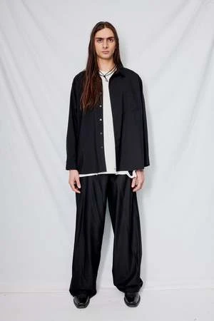 AssemblySuiting Loose Snap Shirt - Black 2 AssemblySuiting Loose Snap Shirt - Black - Image 2