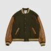 PRESIDENTSWool/Leather Varsity Bomber - Military/Cognac