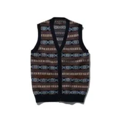Beams PlusButton Knit Fair Isle Vest
