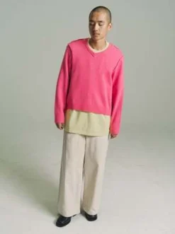 Camiel FortgensWool Frankenstein V Neck Sweater - Pink -Norse Projects Sales Camiel Fortgens Wool Frankenstein V Neck Sweater Pink 20230915225204