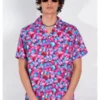 Graphia New YorkCamp Collar Print Short Sleeve Shirt - Red Floral Dream