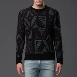DeveauxChenille Jacquard Crewneck Sweater