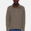 BoglioliCotton Cashmere Long Sleeve Polo - Army Green