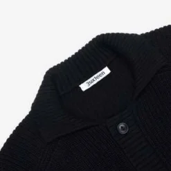 3SixteenCotton Collared Cardigan - Black -Norse Projects Sales Cotton Collared Cardigan 20231017175203