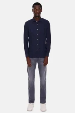 BoglioliCotton French Collar Shirt - Navy -Norse Projects Sales Cotton French Collar Shirt Navy 20231030185649