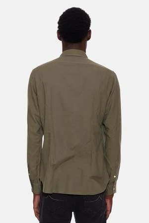 BoglioliCotton French Collar Shirt - Olive 2 BoglioliCotton French Collar Shirt - Olive - Image 2