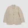 Beams PlusCotton Wool Linen Check 3 Button Comfort Jacket - Natural