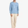 O.N.SCourt Henley L S Tee - Lt Tie Wash Indigo/Mid Indigo