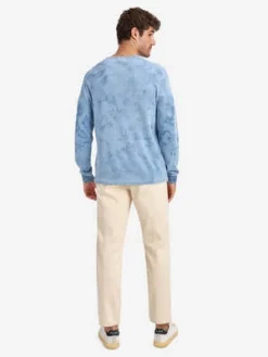 O.N.SCourt Henley L S Tee - Lt Tie Wash Indigo/Mid Indigo -Norse Projects Sales Court Henley L S Tee 20230807225125 2