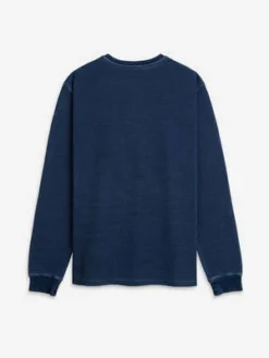 O.N.SCourt Henley L S Tee - Lt Tie Wash Indigo/Mid Indigo -Norse Projects Sales Court Henley L S Tee 20230807225127 3