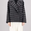 Harris Wharf LondonCropped Outdoor Gingham Jacket - Grey/Black