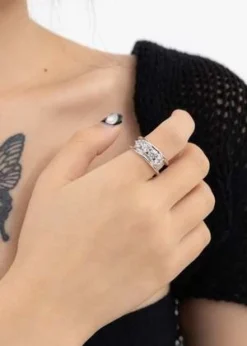 DEPARTMENTFour Rhinestones Ring - Silver -Norse Projects Sales DEPARTMENT Four Rhinestones Ring Silver 20221114182905