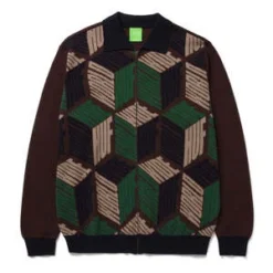 HUFUnisex HUF Dimensions Knit Zip Sweater - Chocolate