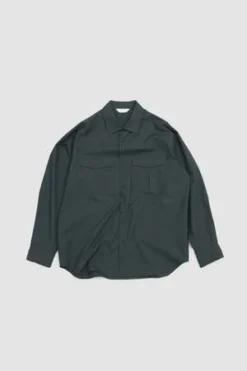 Still By HandDouble Pocket Raglan Shirt - Teal Blue