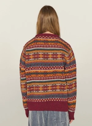 YMCDuke Fairisle Crew Neck Jumper Burgundy Multi 4 YMCDuke Fairisle Crew Neck Jumper Burgundy Multi - Image 4