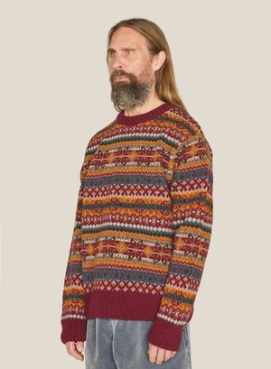 YMCDuke Fairisle Crew Neck Jumper Burgundy Multi 3 YMCDuke Fairisle Crew Neck Jumper Burgundy Multi - Image 3