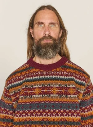 YMCDuke Fairisle Crew Neck Jumper Burgundy Multi 6 YMCDuke Fairisle Crew Neck Jumper Burgundy Multi - Image 6