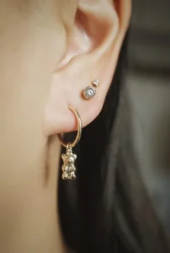 Foe & DearUnisex Gummy Bear Charm Hoops - Gold/Silver