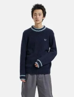 Fred PerryAlpaca Blend Crew Neck Jumper - Navy Blue