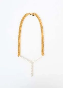 Y/projectPearl Maxi Y Necklace - Gold -Norse Projects Sales GOLD PEARL MAXI Y NECKLACE 20220827061402 3