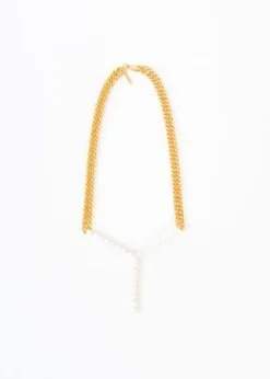 Y/projectPearl Maxi Y Necklace - Gold -Norse Projects Sales GOLD PEARL MAXI Y NECKLACE 20220827061403