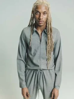 Gabriela Coll GarmentsLoro Piana Fine Wool Zipper Jacket - Grey Melange -Norse Projects Sales Gabriela Coll Garments Loro Piana Fine Wool Zipper Jacket Grey Melange 20230509225331