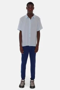 Blue&CreamGauze Short Sleeve Buttondown - Light Blue -Norse Projects Sales Gauze Short Sleeve Buttondown Light Blue 20230910232416 2