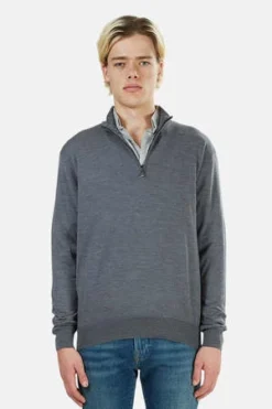 Paul&Shark Paul & SharkMock Neck Half Zip Sweater - Grey