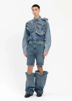 Y/projectHeavy Sw Snap Off Denim Shirt - Blue -Norse Projects Sales HEAVY SW BLUE SNAP OFF DENIM SHIRT 20231019141456 3