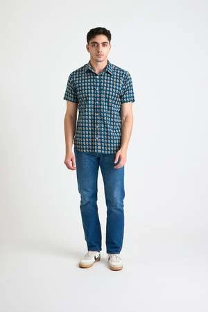 DUSHYANT.Hand Printed 'The Sheril' Short Sleeve Shirt - Blue/Red Motif 2 DUSHYANT.Hand Printed 'The Sheril' Short Sleeve Shirt - Blue/Red Motif - Image 2