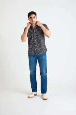 DUSHYANT.Hand Printed The Sheril Short Sleeve Shirt - Navy Motif -Norse Projects Sales Hand Printed The Sheril Short Sleeve Shirt in Navy Motif 20220601020251