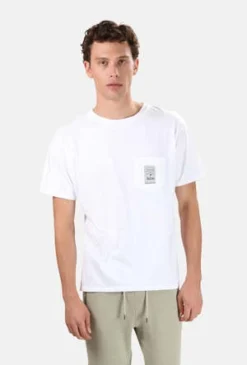 Blue&CreamHemp Pocket Tee - White