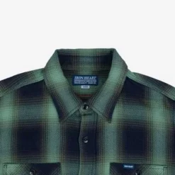 Iron HeartIHSH-349-GRN 9oz Selvedge Ombre Check Work Shirt - Green -Norse Projects Sales IHSH 349 GRN 9oz selvedge Ombre Check Work Shirt Green 20230324173301 2