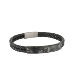 ITALGEMItalgem Special Stone ID Plate Leather Bracelet