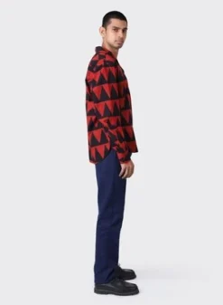 KardoRonen Long Sleeve Shirt - Red Triangle Block Print -Norse Projects Sales Kardo Ronen Long Sleeve Shirt BP106 Red Triangle Block Print 20230927050848