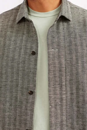 A.b.c.lKimi Hemp Cotton Herringbone Shirt - Gray 2 A.b.c.lKimi Hemp Cotton Herringbone Shirt - Gray - Image 2