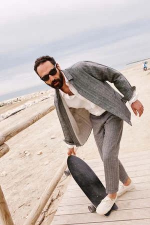 A.b.c.lKimi Hemp Cotton Herringbone Shirt - Gray 3 A.b.c.lKimi Hemp Cotton Herringbone Shirt - Gray - Image 3