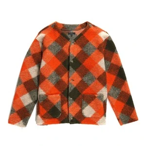 Engineered GarmentsPoly Wool Diamond Knit Cardigan - Orange/Olive 1 Engineered GarmentsPoly Wool Diamond Knit Cardigan - Orange/Olive