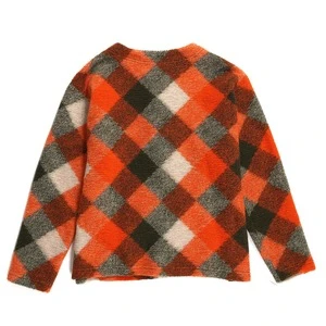 Engineered GarmentsPoly Wool Diamond Knit Cardigan - Orange/Olive 2 Engineered GarmentsPoly Wool Diamond Knit Cardigan - Orange/Olive - Image 2