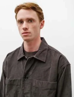 Margaret HowellDry Cotton Needlecord Big Pocket Shirt - Lead -Norse Projects Sales MHL Big Pocket Shirt Dry Cotton Needlecord Lead 20230923082742 2