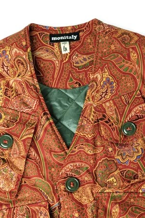 MonitalyMilitary Vest Type-C - Red Paisley Flower Print 2 MonitalyMilitary Vest Type-C - Red Paisley Flower Print - Image 2