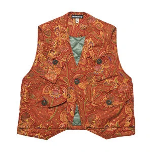 MonitalyMilitary Vest Type-C - Red Paisley Flower Print 1 MonitalyMilitary Vest Type-C - Red Paisley Flower Print